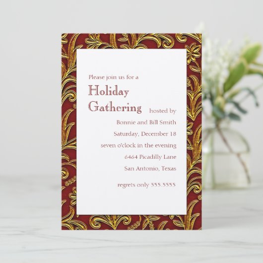 Uitnodiging van Red and Gold Elegant Holiday Party (Staand voorkant)