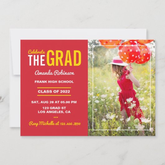 Uitnodiging van Red and Gold Graduation Party (Voorkant)