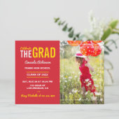 Uitnodiging van Red and Gold Graduation Party (Staand voorkant)