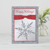 Uitnodiging van Red and Silver Snowflake (Staand voorkant)