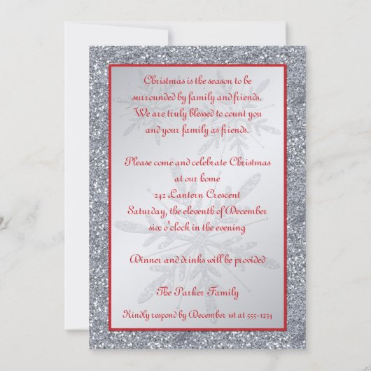 Uitnodiging van Red and Silver Snowflake (Achterkant)