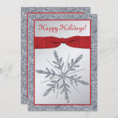 Uitnodiging van Red and Silver Snowflake (Voorkant / Achterkant)