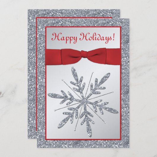 Uitnodiging van Red and Silver Snowflake (Voorkant / Achterkant)