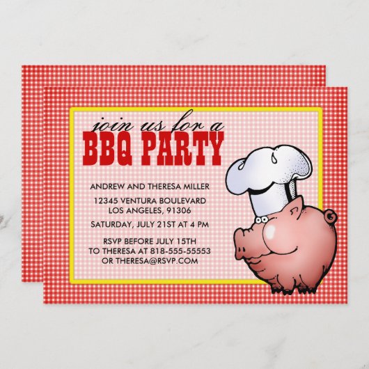 Uitnodiging van Red BBQ Party (Voorkant / Achterkant)