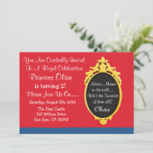 Uitnodiging van Red Blue Princess Party (Staand voorkant)