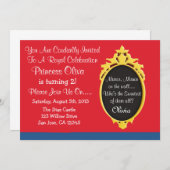 Uitnodiging van Red Blue Princess Party (Voorkant / Achterkant)