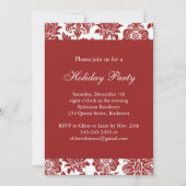 Uitnodiging van Red Damask Holiday Party (Voorkant)