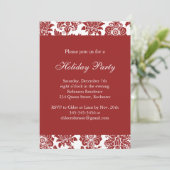 Uitnodiging van Red Damask Holiday Party (Staand voorkant)