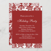 Uitnodiging van Red Damask Holiday Party (Voorkant / Achterkant)