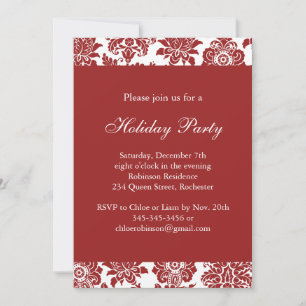 Uitnodiging van Red Damask Holiday Party