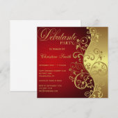 Uitnodiging van Red & Gold Debutante Party (Voorkant / Achterkant)