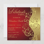 Uitnodiging van Red & Gold Debutante Party (Voorkant)