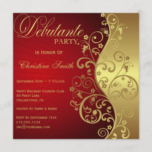 Uitnodiging van Red & Gold Debutante Party