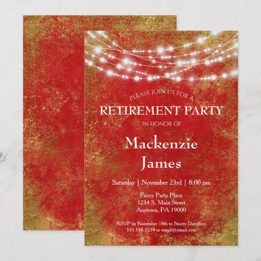 Uitnodiging van Red Gold Lights (Voorkant / Achterkant)