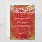 Uitnodiging van Red Gold Lights Graduation Party (Voorkant)