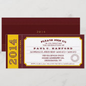 Uitnodiging van Red & Gold Ticket Graduet Party (Voorkant / Achterkant)