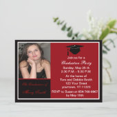 Uitnodiging van Red Photo Graduation Party (Staand voorkant)