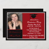 Uitnodiging van Red Photo Graduation Party (Voorkant / Achterkant)