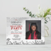 Uitnodiging van Red Photo Graduation Party (Staand voorkant)