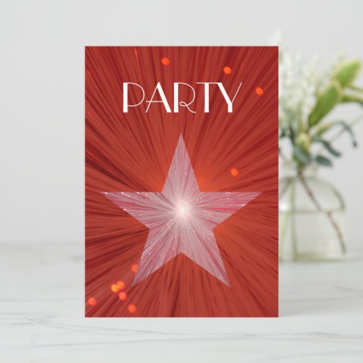uitnodiging van Red Star "Party" (Staand voorkant)