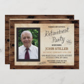 Uitnodiging van retirement Photo Wood Rustige Part (Voorkant / Achterkant)