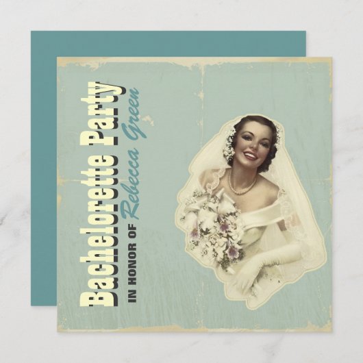 uitnodiging van retro bride bachelorette (Voorkant / Achterkant)