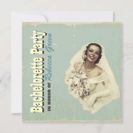 uitnodiging van retro bride bachelorette (Voorkant)