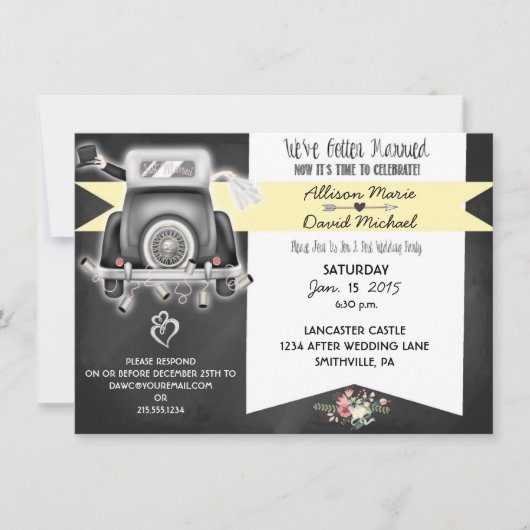Uitnodiging van Retro Chalkboard Post Wedding Part (Voorkant)