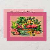  uitnodiging van Retro Flamingos Pool (Voorkant / Achterkant)
