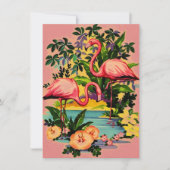  uitnodiging van Retro Flamingos Pool (Voorkant)