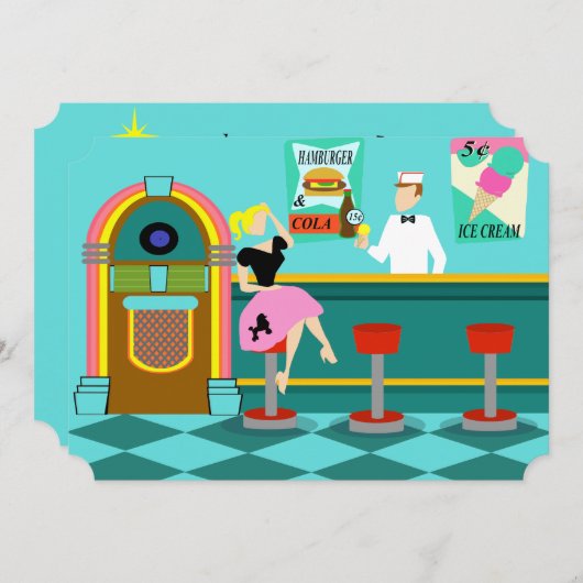 uitnodiging van Retro Soda (Voorkant / Achterkant)