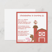 Uitnodiging van Rode landbouwhuisdieren (Voorkant / Achterkant)