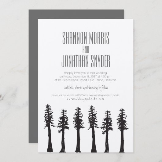 Uitnodiging van roodbaarzen / bruiloft in bergen (Voorkant / Achterkant)