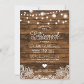 Uitnodiging van Rustic String Lights Retirement Pa (Voorkant)