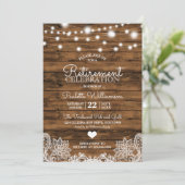 Uitnodiging van Rustic String Lights Retirement Pa (Staand voorkant)