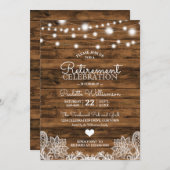 Uitnodiging van Rustic String Lights Retirement Pa (Voorkant / Achterkant)