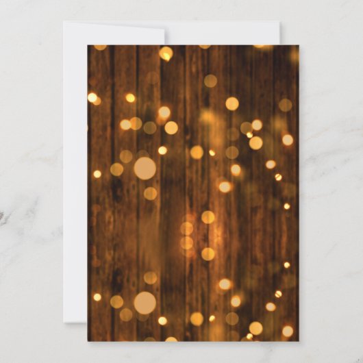 Uitnodiging van Rustic Wood en Lichten (Achterkant)