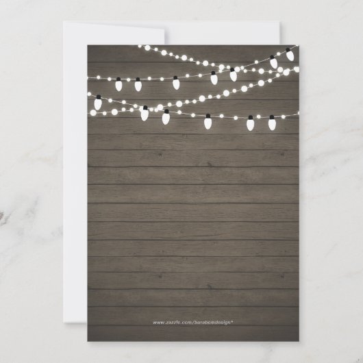 Uitnodiging van Rustic Wood & Lights Retirement Pa (Achterkant)