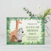 Uitnodiging van Safari-dieren om kinderen te jarig (Staand voorkant)