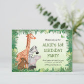 Uitnodiging van Safari-dieren voor kinderen (klein (Staand voorkant)