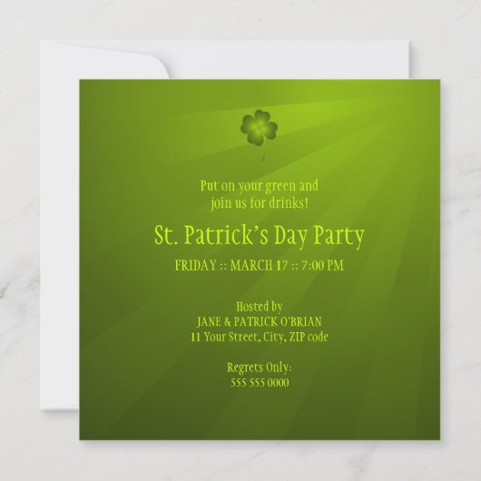Uitnodiging van Saint Patrick's Day Party (Achterkant)