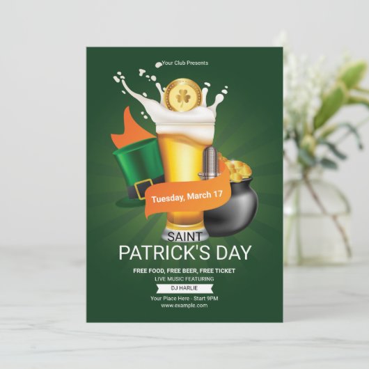 Uitnodiging van Saint Patrick's Day Party (Staand voorkant)