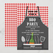 Uitnodiging van schort BBQ (Voorkant / Achterkant)