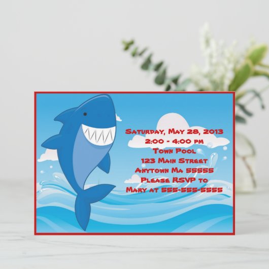 Uitnodiging van Shark Pool Party (Staand voorkant)