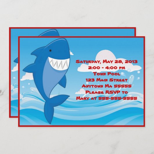 Uitnodiging van Shark Pool Party (Voorkant / Achterkant)
