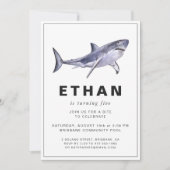 Uitnodiging van Shark Thema Birthday Party (Voorkant)