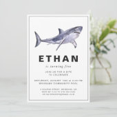 Uitnodiging van Shark Thema Birthday Party (Staand voorkant)