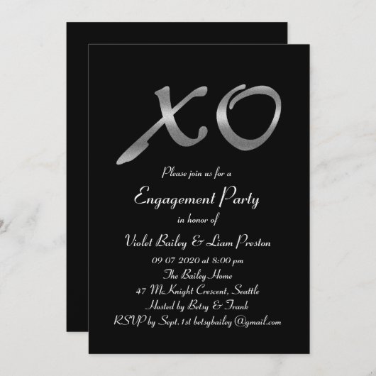 Uitnodiging van Silver XO voor een verlofpartij (Voorkant / Achterkant)