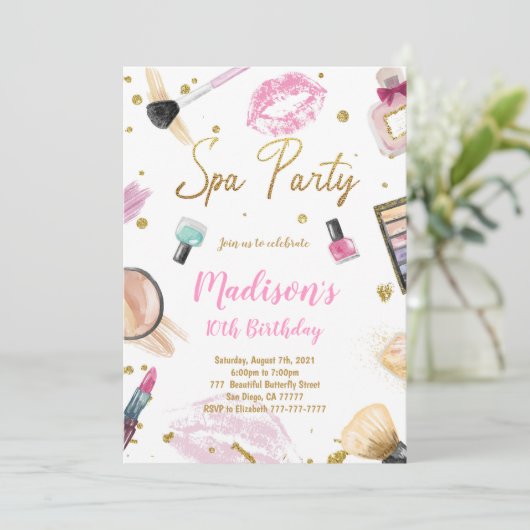 Uitnodiging van Spa Party Birthday (Staand voorkant)