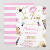 Uitnodiging van Spa Party Birthday (Voorkant / Achterkant)